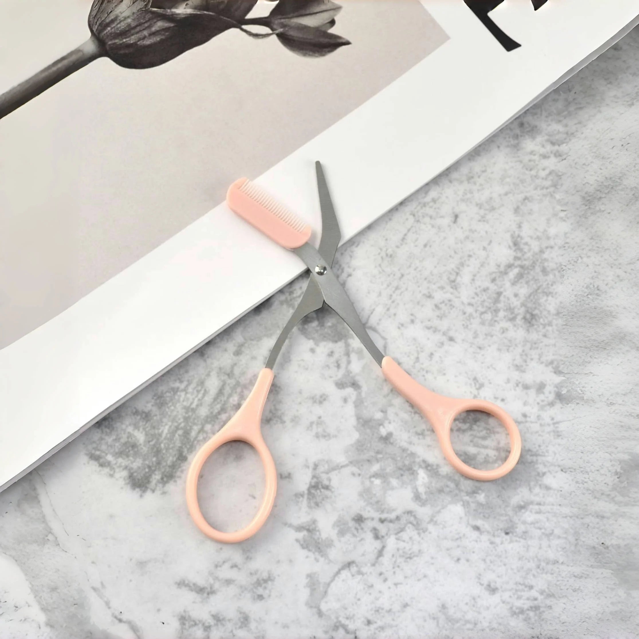 PINK EYEBROW TRIMMING SCISSORS